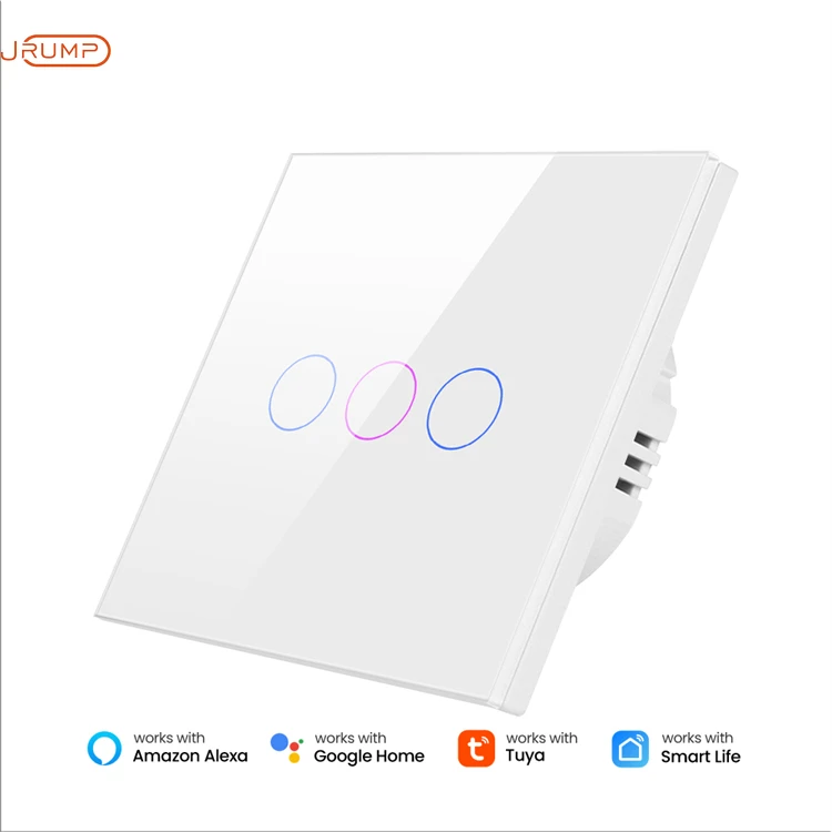 JRUMP Tuya Wi-Fi Smart Touch Настенный переключатель, 1/2/3 группы, стеклянная панель, требуется нейтральная линия, совместима с Alexa Google Home
JRUMP Tuya Wi-Fi Smart Touch Настенный переключатель, 1/2/3 группы, стеклянная панель, требуется нейтральная линия, совместима с Alexa Google Home