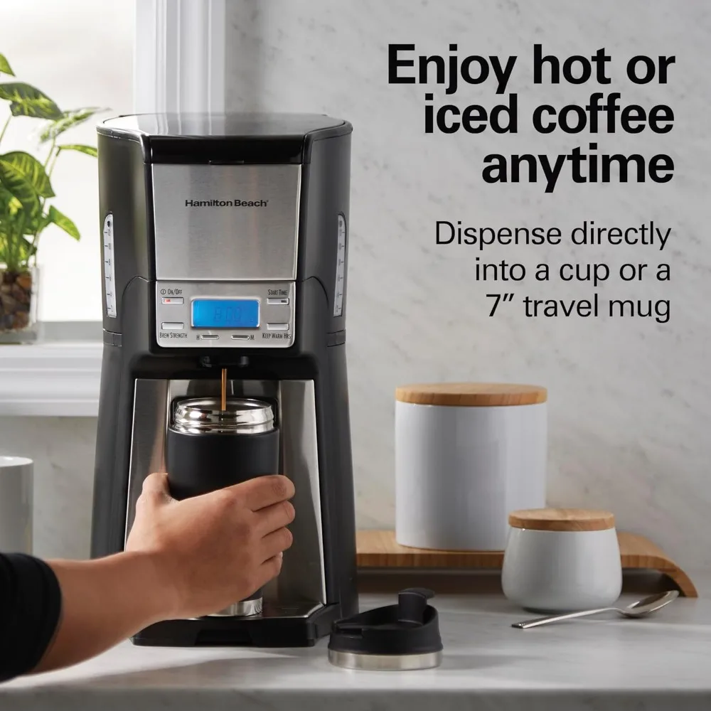 Programmable Dispensing Drip Coffee Maker with 12 Cup Internal Brew Pot, Removable Water Reservoir, Black & Stainless Steel
Programmable Dispensing Drip Coffee Maker with 12 Cup Internal Brew Pot, Removable Water Reservoir, Black & Stainless Steel