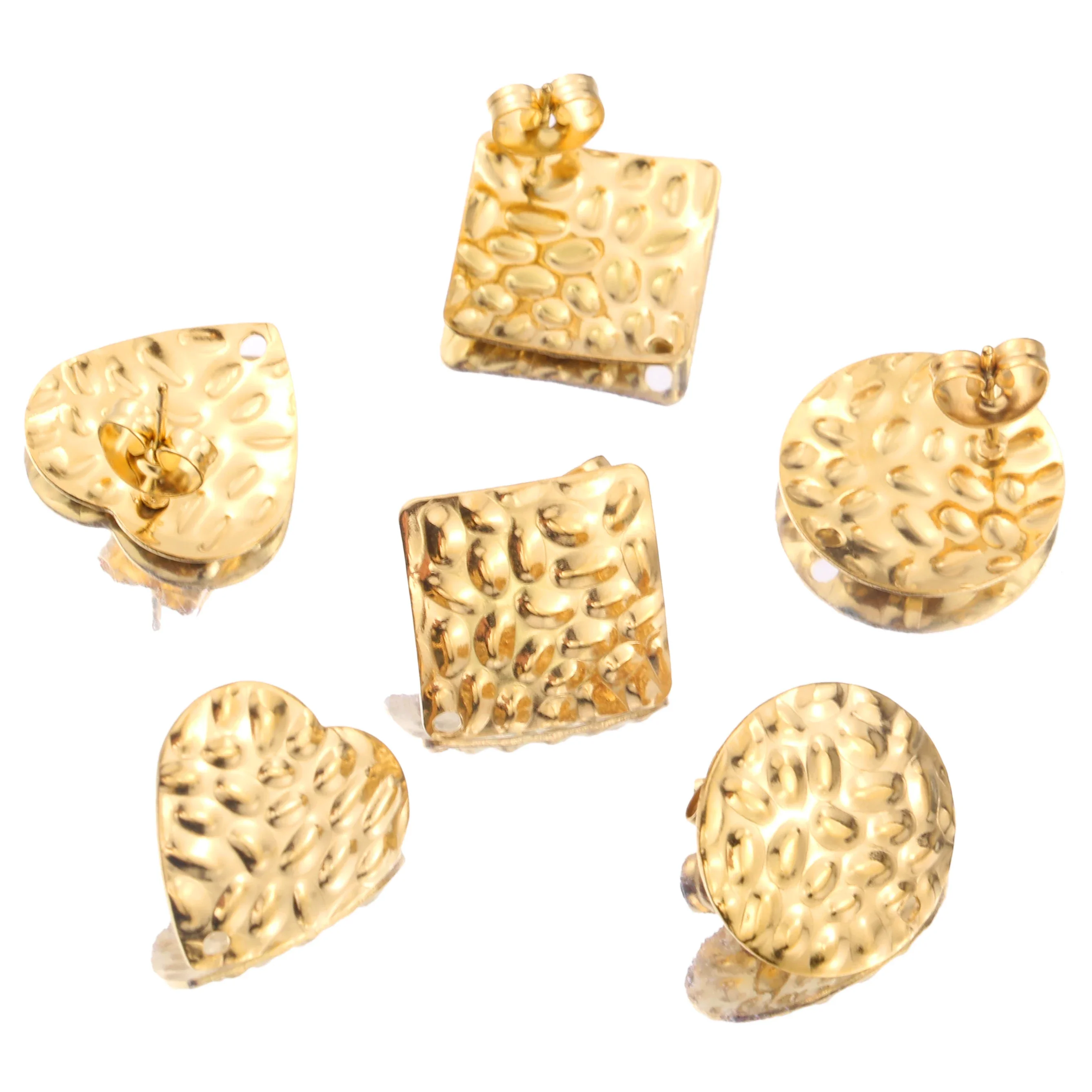 10pcs Stainless Steel Gold Bump Round Heart Square Stud Earring Ear Base for DIY Hand Made Earrings Jewelry Making Supplies
10pcs Stainless Steel Gold Bump Round Heart Square Stud Earring Ear Base for DIY Hand Made Earrings Jewelry Making Supplies