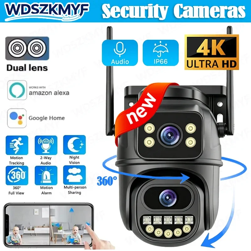 4K Dual Lens WIFI Connect 8MP Camera Waterproof IP66 6X Digital Zoom Security Webcam PTZ Video Camera Security Monitoring
4K Dual Lens WIFI Connect 8MP Camera Waterproof IP66 6X Digital Zoom Security Webcam PTZ Video Camera Security Monitoring