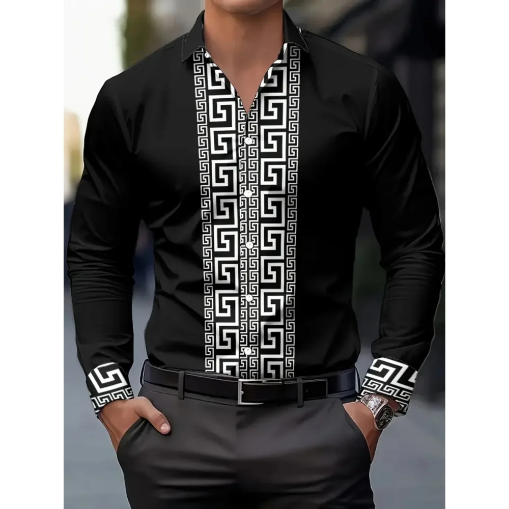 Мужская рубашка с длинным рукавом в клетку в стиле ретро с геометрическим принтом, модный дизайн, роскошный топ с длинными рукавами, мужская рубашка с лацканами на пуговицах Four Seasons
Мужская рубашка с длинным рукавом в клетку в стиле ретро с геометрическим принтом, модный дизайн, роскошный топ с длинными рукавами, мужская рубашка с лацканами на пуговицах Four Seasons