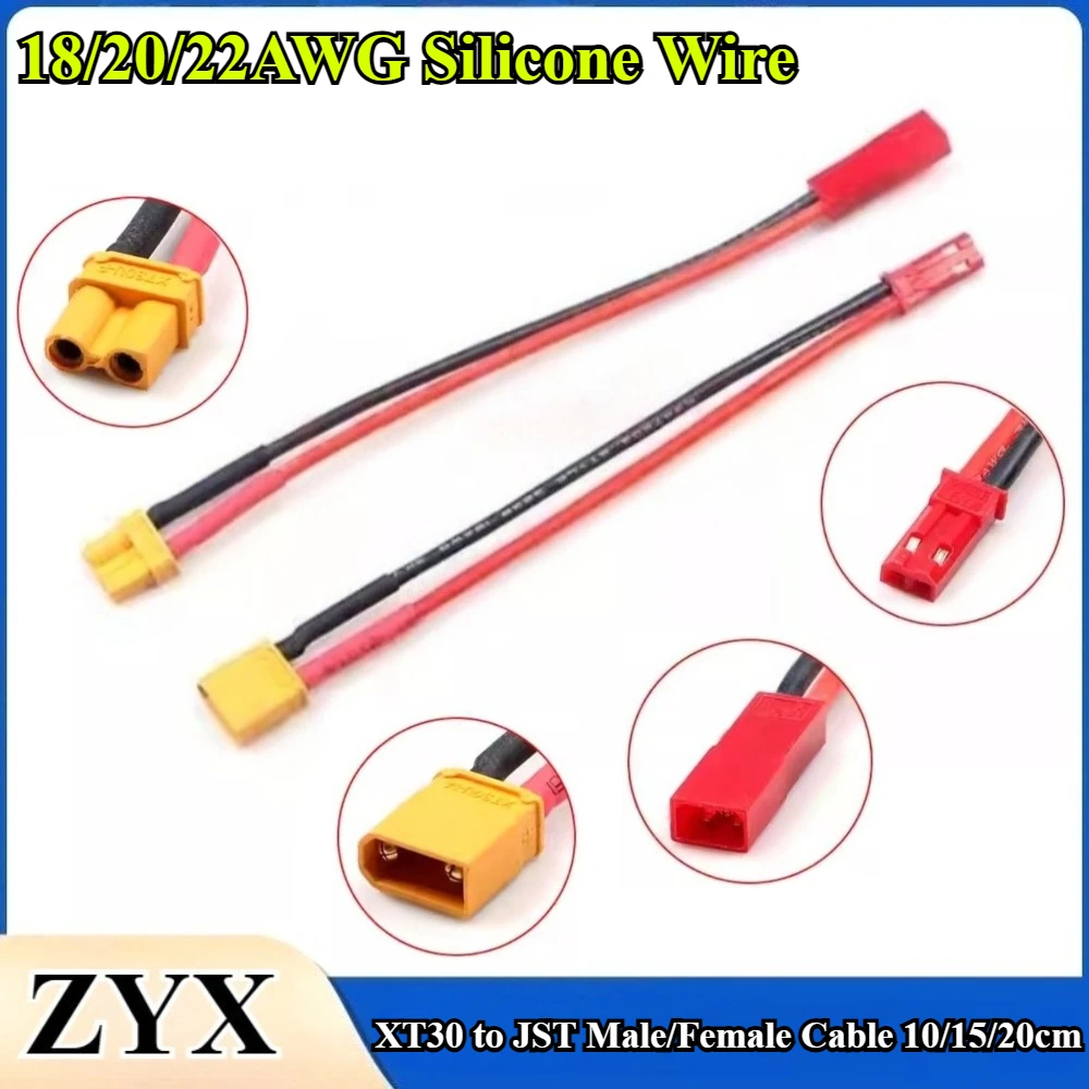 Кабель-адаптер для RC-аккумуляторов 10/15/20 см, XT30 на JST (штекер/гнездо), силиконовый провод 18/20/22AWG для FPV дронов, самолетов, автомобилей
Кабель-адаптер для RC-аккумуляторов 10/15/20 см, XT30 на JST (штекер/гнездо), силиконовый провод 18/20/22AWG для FPV дронов, самолетов, автомобилей