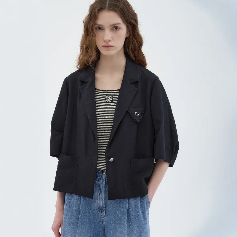 High Quali Korean Sle ort Sve Suit Jaet Women's Casual Thin Summer Top Commute Faion Pure Color 25 Years Old
High Quali Korean Sle ort Sve Suit Jaet Women's Casual Thin Summer Top Commute Faion Pure Color 25 Years Old