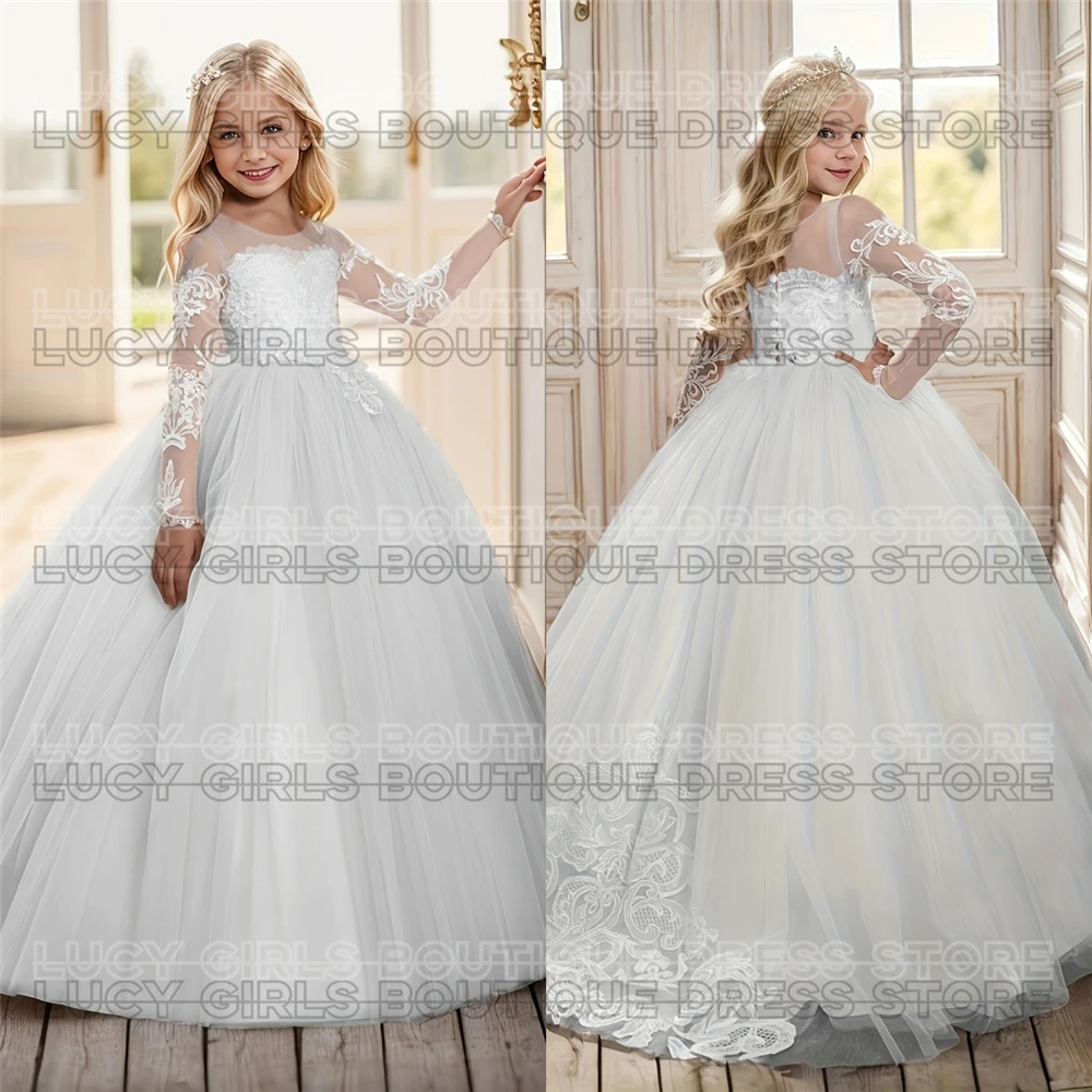 Elegant White Tulle Fluffy Flower Girl Dress Exquisite Lace Applique Weddings Ball Princess Dresses Kids Birthday Evening Gown
Elegant White Tulle Fluffy Flower Girl Dress Exquisite Lace Applique Weddings Ball Princess Dresses Kids Birthday Evening Gown