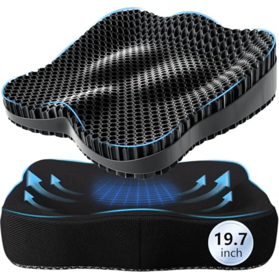 19.7in Thicken Cooling Gel Seat Cushion, Larger Gel Seat Cushion for Long Sitting Pressure Relief Seat Pad for Office Chair Egg
19.7in Thicken Cooling Gel Seat Cushion, Larger Gel Seat Cushion for Long Sitting Pressure Relief Seat Pad for Office Chair Egg