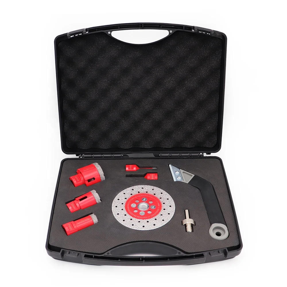 1 Set Boxed (6/8/25/35/50/115mm Grinding Discs/Hex Adapter/Seam Cleaner ) Diamond Drilling Bits Saw Blade Set for Tile Marble
1 Set Boxed (6/8/25/35/50/115mm Grinding Discs/Hex Adapter/Seam Cleaner ) Diamond Drilling Bits Saw Blade Set for Tile Marble