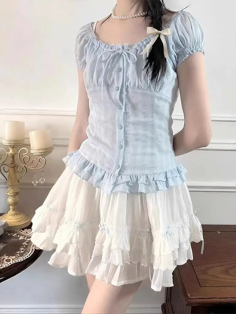 Sweet Splice One Shoulder Blue Top Cake Half Skirt Charolita Set Girl Two Piece Set Fashionable Summer 2026 Polyester Long Sl...
Sweet Splice One Shoulder Blue Top Cake Half Skirt Charolita Set Girl Two Piece Set Fashionable Summer 2026 Polyester Long Sl...