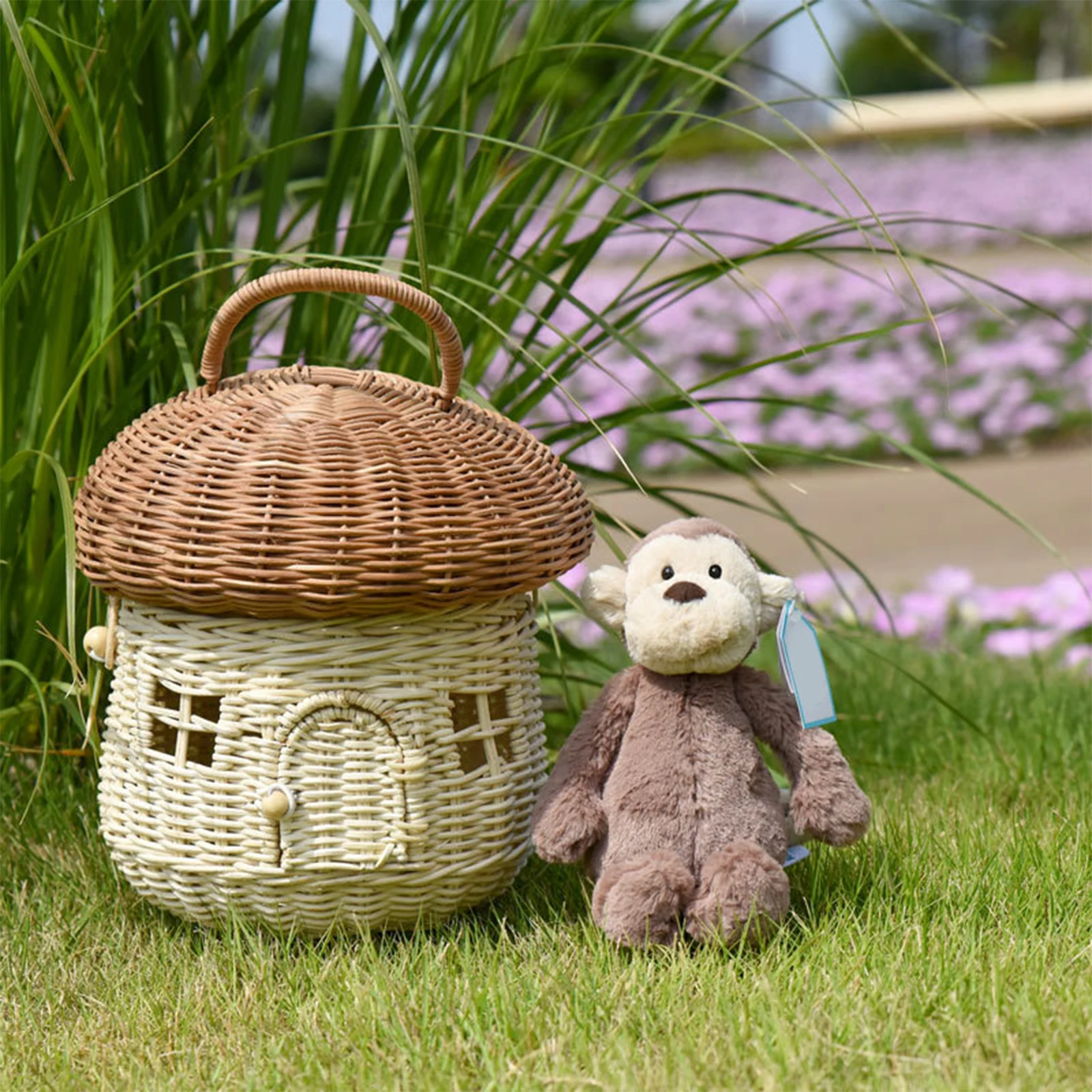 Woven Handle Basket with Lid Mushroom Rattan Storage Basket Decorative Hand Woven Cute Artwork for Parties Shopping Camping
Woven Handle Basket with Lid Mushroom Rattan Storage Basket Decorative Hand Woven Cute Artwork for Parties Shopping Camping