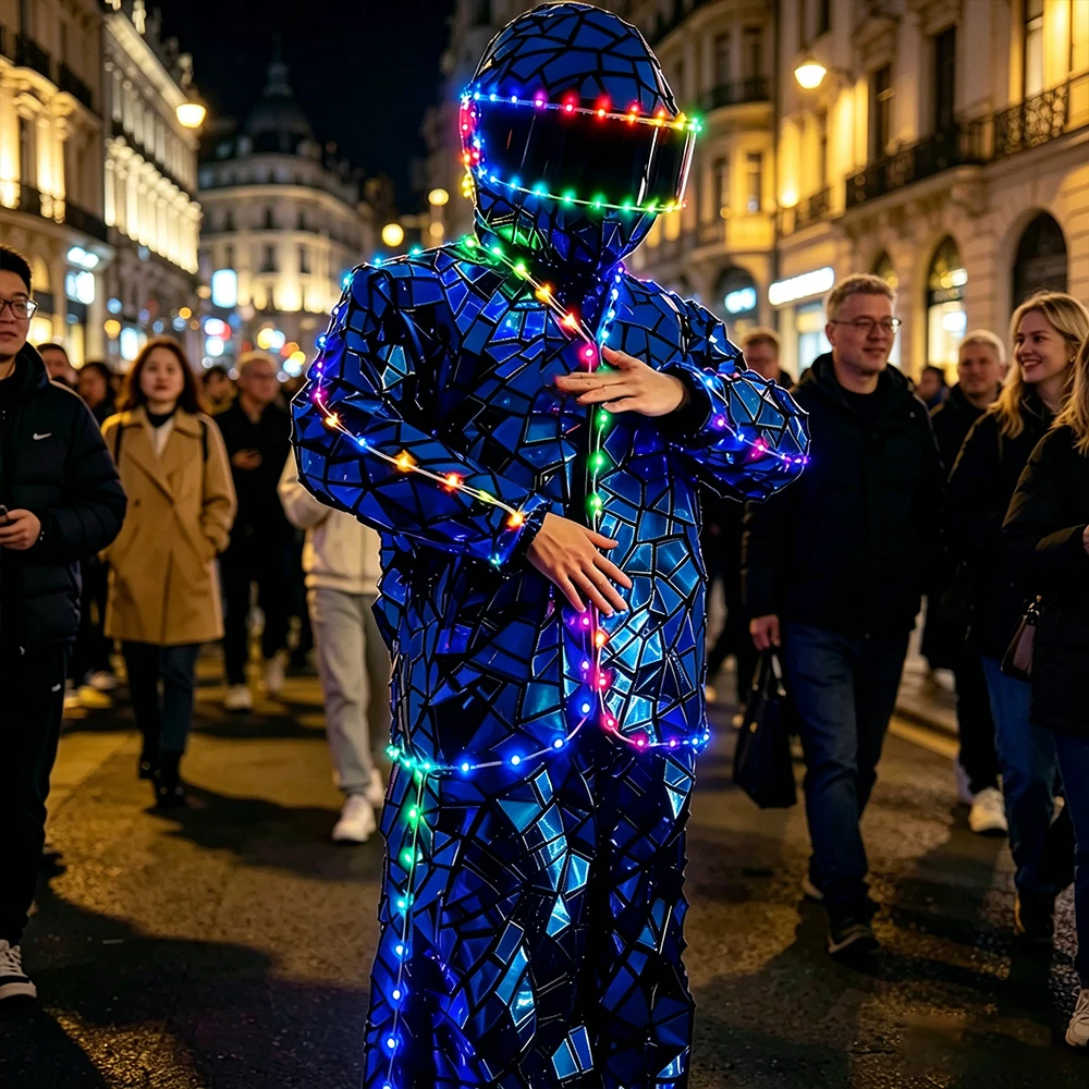 Blue / Laser Pink LED Sequined Fabric Robot Stilt Walker Costume for Event Performance Stage Show Giant Dance Outfit
Blue / Laser Pink LED Sequined Fabric Robot Stilt Walker Costume for Event Performance Stage Show Giant Dance Outfit