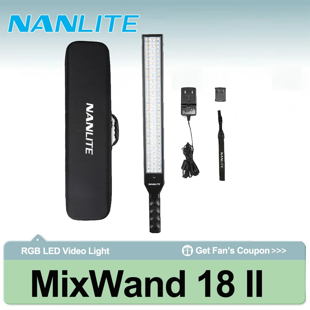 Nanlite MixWand 18 II RGB Hard and Soft LED Light Painting Wand CRI95 TLCI93 22W 3200k-6500k Tube Light Stick
Nanlite MixWand 18 II RGB Hard and Soft LED Light Painting Wand CRI95 TLCI93 22W 3200k-6500k Tube Light Stick