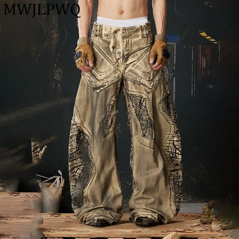 MWJLPWQ Men's Heavy-duty Deconstructed Jeans Distressed Dirty Washed Streetwear Vintage Loose Fit Curved Wide Leg Pants 14889
MWJLPWQ Men's Heavy-duty Deconstructed Jeans Distressed Dirty Washed Streetwear Vintage Loose Fit Curved Wide Leg Pants 14889