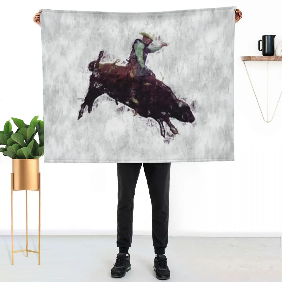 Western-style Bull Rider Rodeo Cowboy Throw Blanket Versatile Cozy Throw Blanket for All Occasions