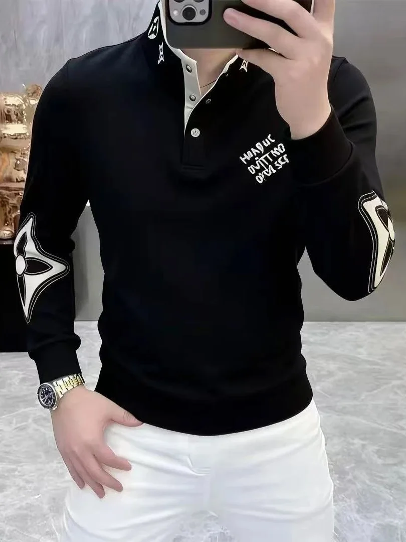 High-End Men's Fce Lined Thiened Stand Collar Sweatirt Faionable Base irt Trendy Men's Clothing Luxury Sle Long ...
High-End Men's Fce Lined Thiened Stand Collar Sweatirt Faionable Base irt Trendy Men's Clothing Luxury Sle Long ...