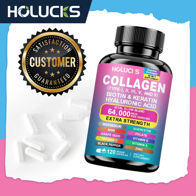Collagen Supplement (Types I, II, III, V and X), Biotin, Keratin, Hyaluronic Acid, MSM - Skin, Nails & Joint Health, Anti-Aging
Collagen Supplement (Types I, II, III, V and X), Biotin, Keratin, Hyaluronic Acid, MSM - Skin, Nails & Joint Health, Anti-Aging