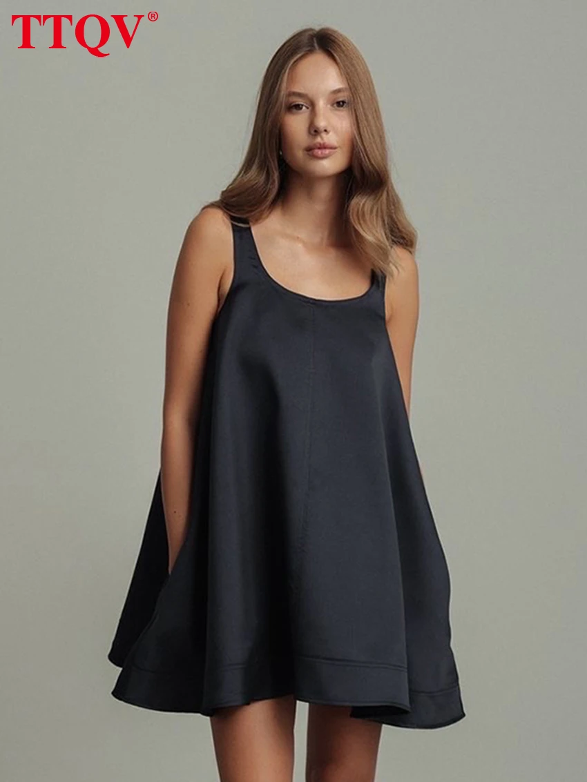 TTQV Summer Loose Black Women's Dress 2026 Sexy U-Neck Sleeveless Mini Dresses Elegant Classic Solid Female Dress Streetwear
TTQV Summer Loose Black Women's Dress 2026 Sexy U-Neck Sleeveless Mini Dresses Elegant Classic Solid Female Dress Streetwear