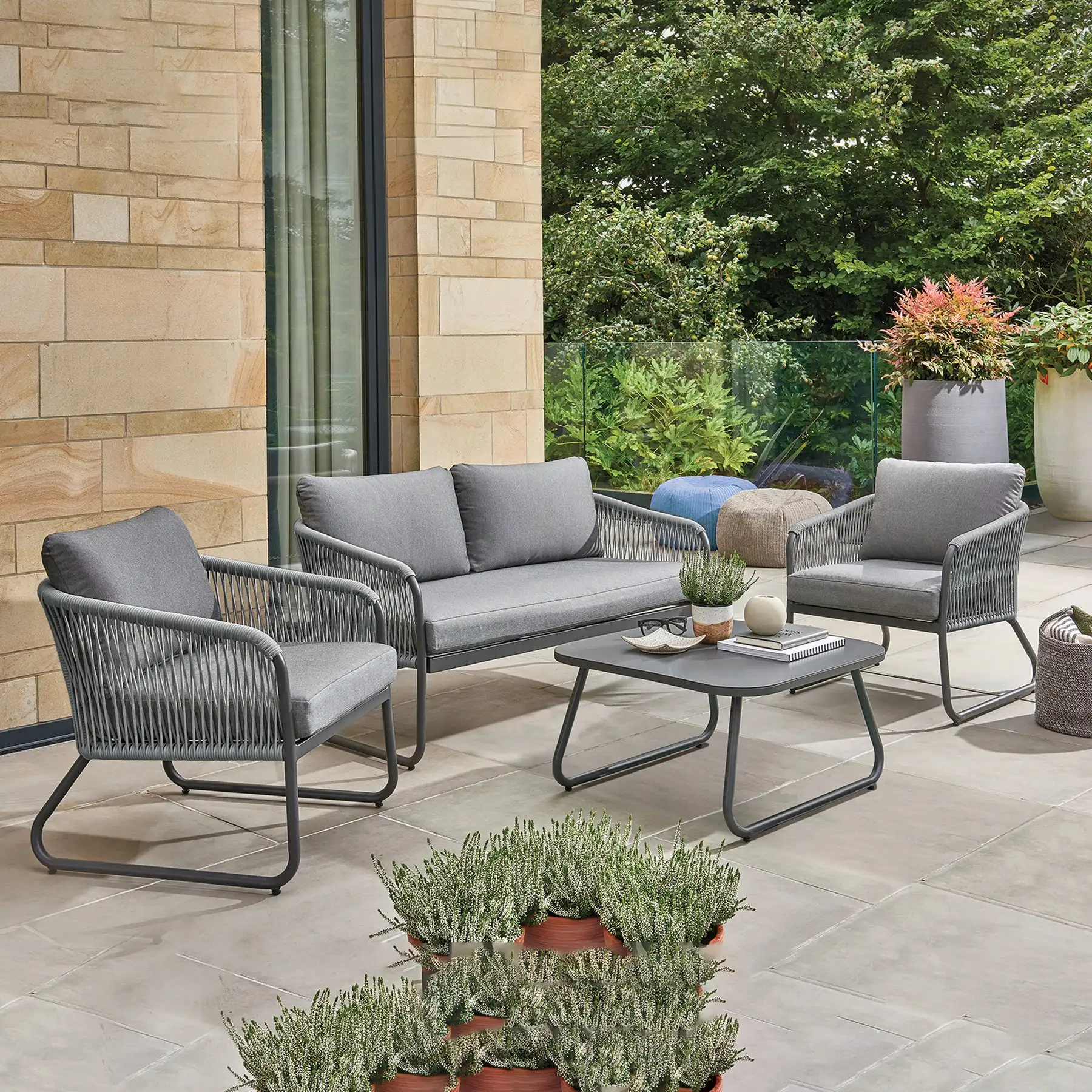 AJUNION Aluminum Garden Furniture Set Lounge Sofa All Weather Polyester Rope Weaving Armchair Backyard Outdoor Furniture Set
AJUNION Aluminum Garden Furniture Set Lounge Sofa All Weather Polyester Rope Weaving Armchair Backyard Outdoor Furniture Set