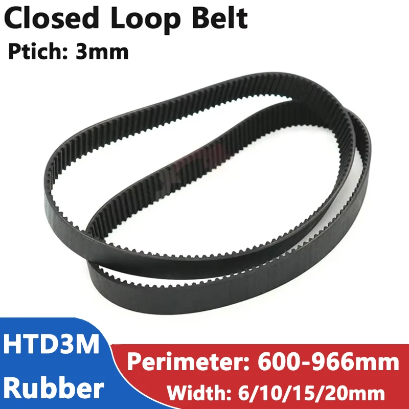 HTD3M Timing Belt C=600/603/606/609/612/615/621/624/627-966mm Width 6/10/15/20mm Rubber Closed Loop Synchronous Belt Pitch 3mm
HTD3M Timing Belt C=600/603/606/609/612/615/621/624/627-966mm Width 6/10/15/20mm Rubber Closed Loop Synchronous Belt Pitch 3mm