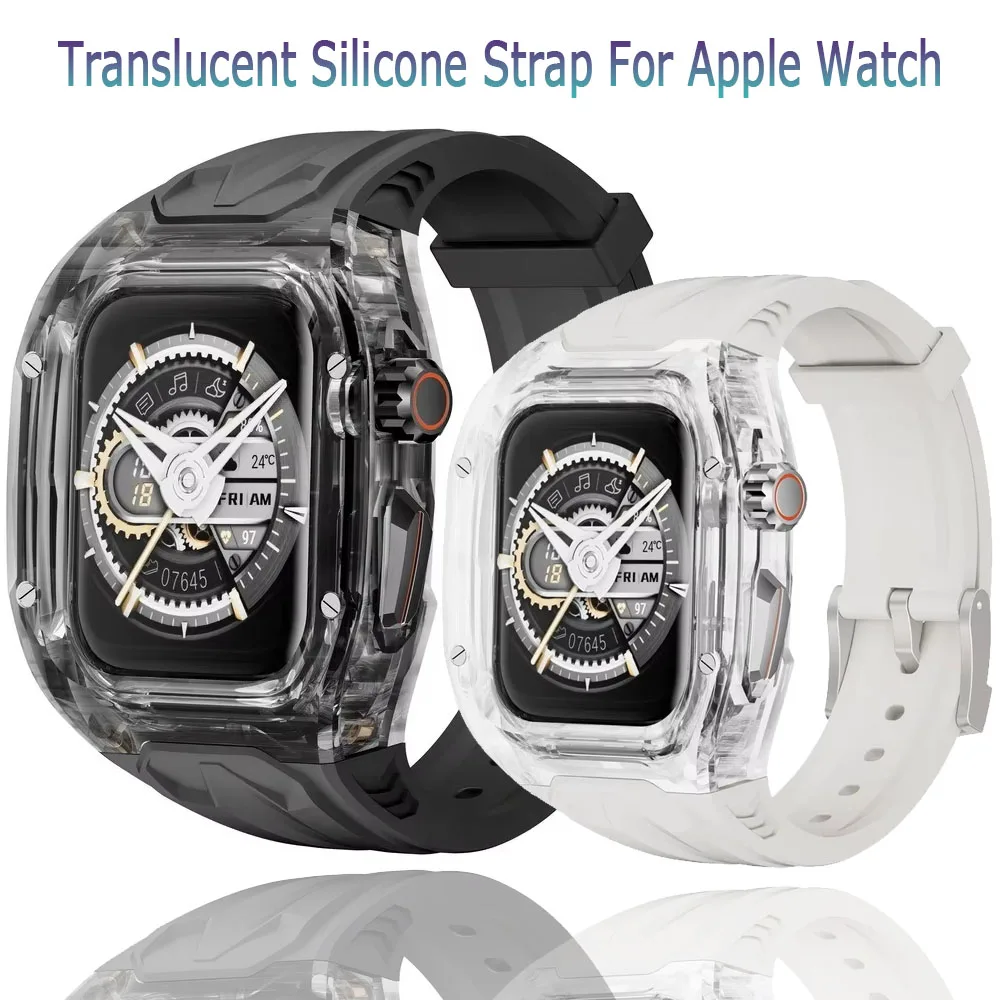 Translucent Silicone Strap For Apple Watch Ultra 2/1 49mm 10 46/42mm Fully Wrapped Lightweight Rugged Case iWatch 9 8 7 6 5 4 SE
Translucent Silicone Strap For Apple Watch Ultra 2/1 49mm 10 46/42mm Fully Wrapped Lightweight Rugged Case iWatch 9 8 7 6 5 4 SE