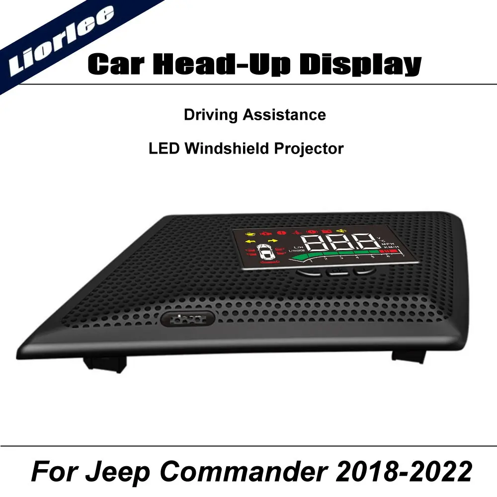 Car LED Projector For Jeep Commander 2018-2022 Auto HUD Head-Up Display Windshield Safe Driving Assistance Accessories