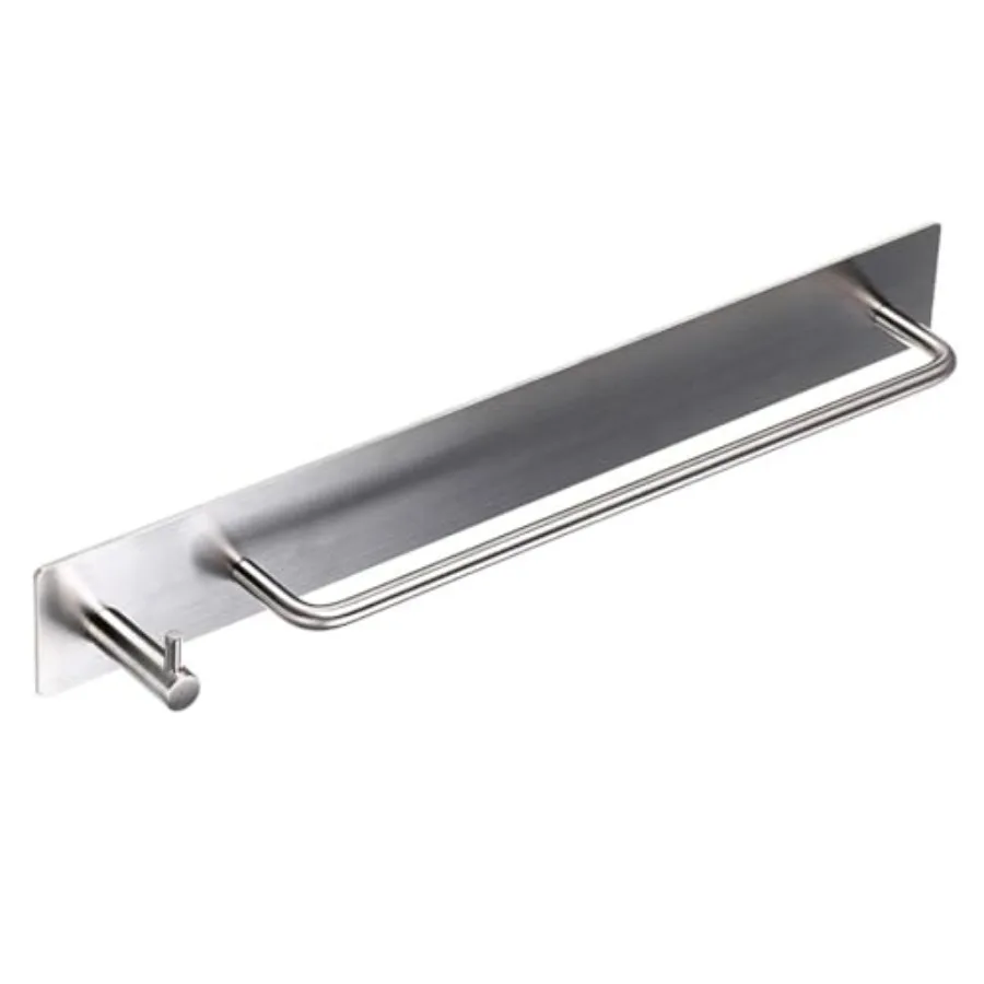 Towel Bar Rack with Hook, 13.38 Inch 3M Self Adhesive Stainless Steel Towel Holder Organizer for Bathroom Kitchen Bedroom, Brus
Towel Bar Rack with Hook, 13.38 Inch 3M Self Adhesive Stainless Steel Towel Holder Organizer for Bathroom Kitchen Bedroom, Brus