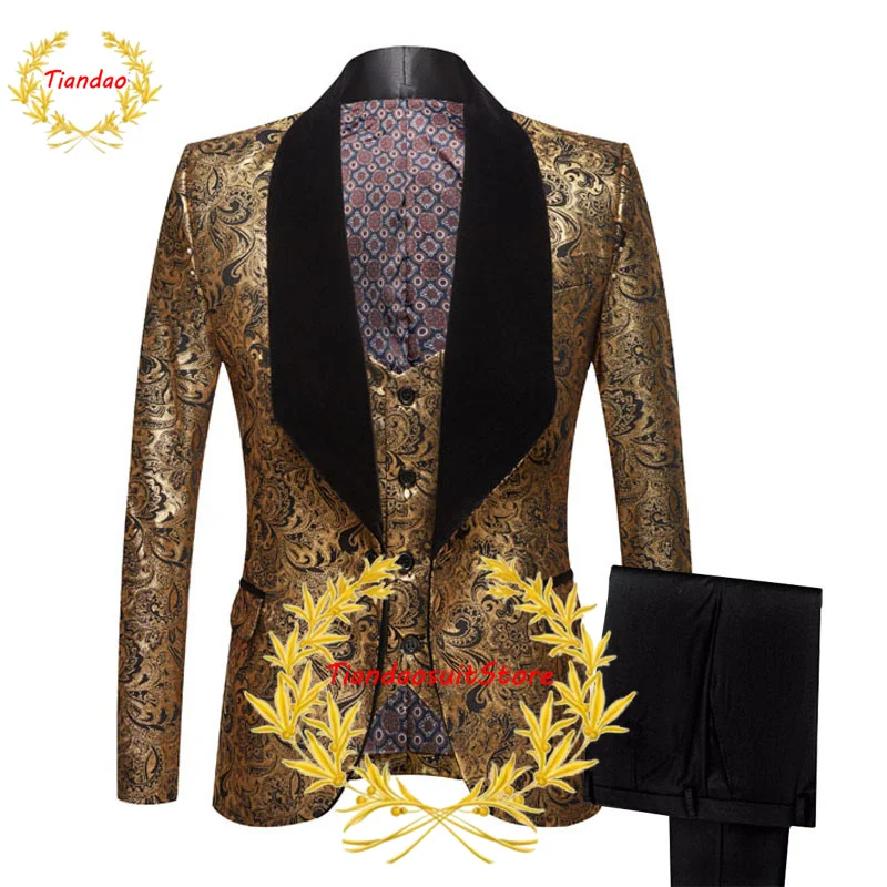 Men's Suit 3 Piece Set Bronze Floral Blazer Pants Vest Wedding Groom Tuxedo Fleece Collar Jacket Set Slim Fit Outfit
Men's Suit 3 Piece Set Bronze Floral Blazer Pants Vest Wedding Groom Tuxedo Fleece Collar Jacket Set Slim Fit Outfit