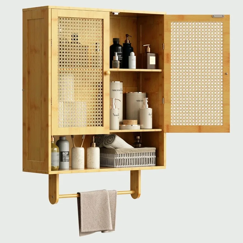 Medicine Cabinet, Bathroom Cabinet Wall Mounted with 2 Doors, Space Saver Rattan Storage Cabinet, Bamboo Hanging Cabinet
Medicine Cabinet, Bathroom Cabinet Wall Mounted with 2 Doors, Space Saver Rattan Storage Cabinet, Bamboo Hanging Cabinet