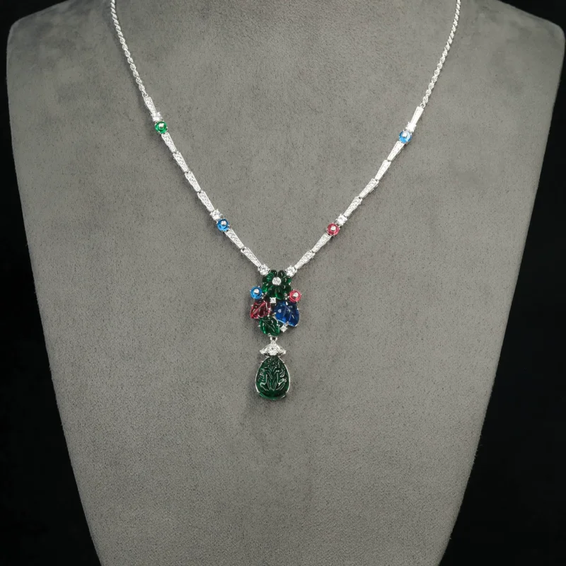 BELLUX 925 Silver Gold Plated Synthetic Zircon High Carbon Diamond Colorful Flower Green Leaf Vine Necklace
BELLUX 925 Silver Gold Plated Synthetic Zircon High Carbon Diamond Colorful Flower Green Leaf Vine Necklace