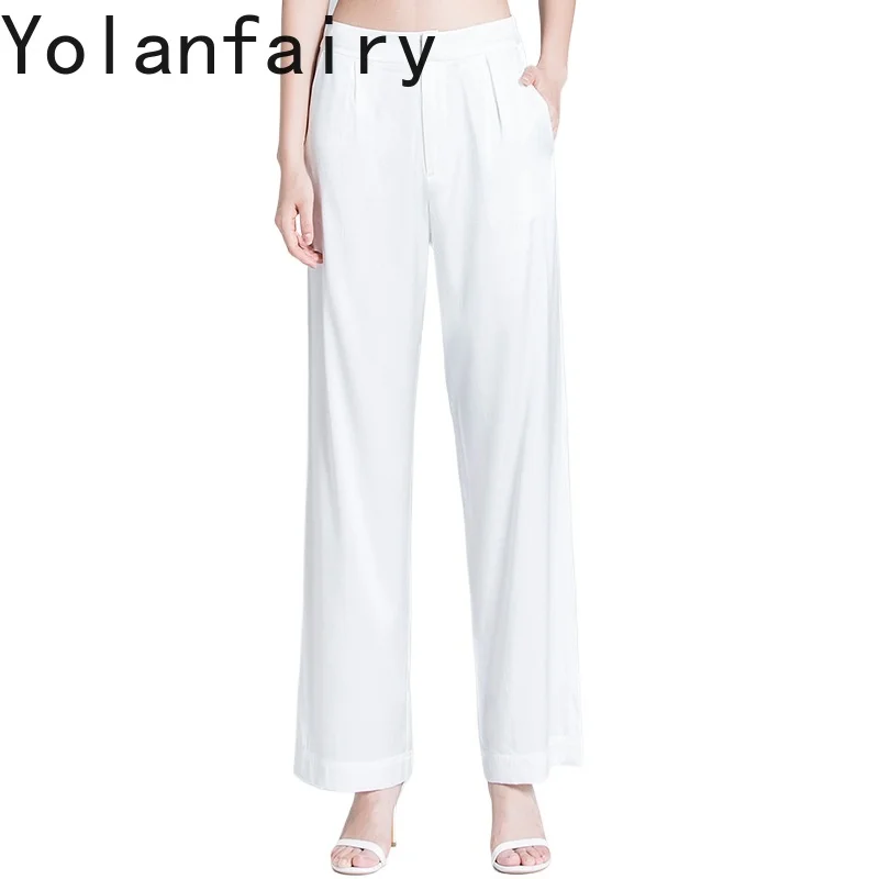 YOLANFAIRY New Fashion 2026 Wide-leg Pants Woman Clothing Summer 95% Mulberry Silk Pants High Waist Trousers Women White Pants
YOLANFAIRY New Fashion 2026 Wide-leg Pants Woman Clothing Summer 95% Mulberry Silk Pants High Waist Trousers Women White Pants