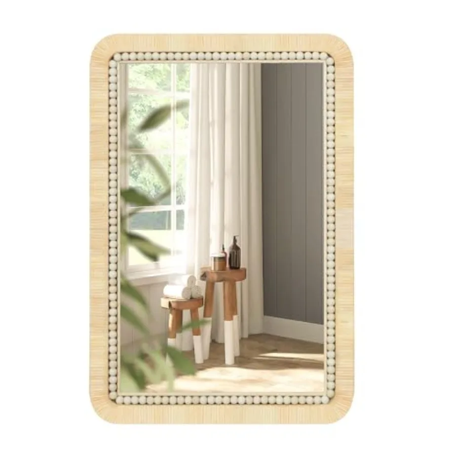 Rattan Mirror for Bathroom, 22x30 Inch Rectangle Rustic Farmhouse Wall Decor with Handmade Wicker Frame, Boho Mirror for Nurser
Rattan Mirror for Bathroom, 22x30 Inch Rectangle Rustic Farmhouse Wall Decor with Handmade Wicker Frame, Boho Mirror for Nurser