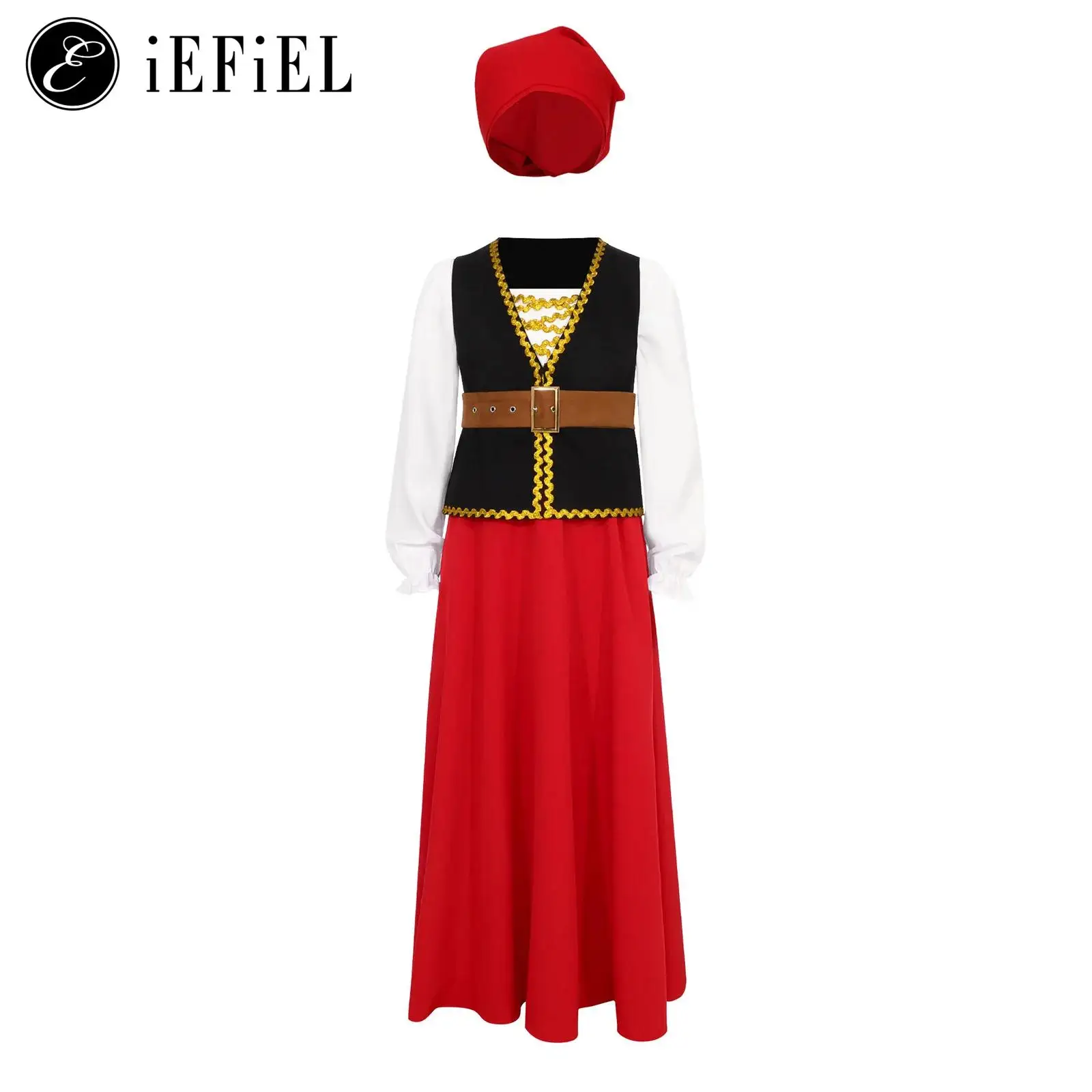 Girls Medieval Pioneer Costume Renaissance Waistcoat Shirts with Maxi Skirts Headwear Gothic Steampunk Fancy Dress-up
Girls Medieval Pioneer Costume Renaissance Waistcoat Shirts with Maxi Skirts Headwear Gothic Steampunk Fancy Dress-up