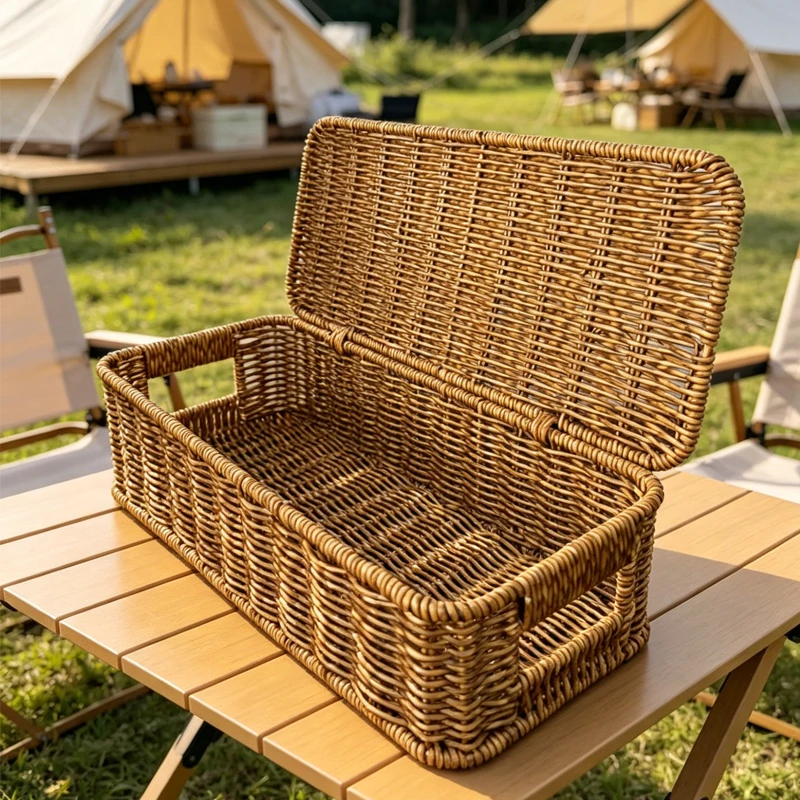 Imitation Rattan Rectangular Container Handwoven PP Woven Basket For Home Snacks Cookies Candy Storage
Imitation Rattan Rectangular Container Handwoven PP Woven Basket For Home Snacks Cookies Candy Storage 