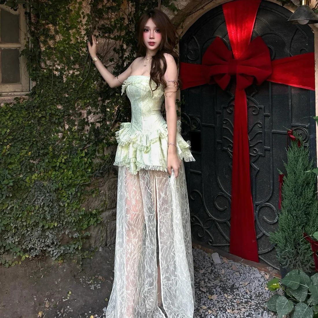 Fashionable Knitted Maxi Dress Women's High Waist Bridesmaid Dress Asymmetrical Hemline Sleeveless Elegant Sweet Style
Fashionable Knitted Maxi Dress Women's High Waist Bridesmaid Dress Asymmetrical Hemline Sleeveless Elegant Sweet Style