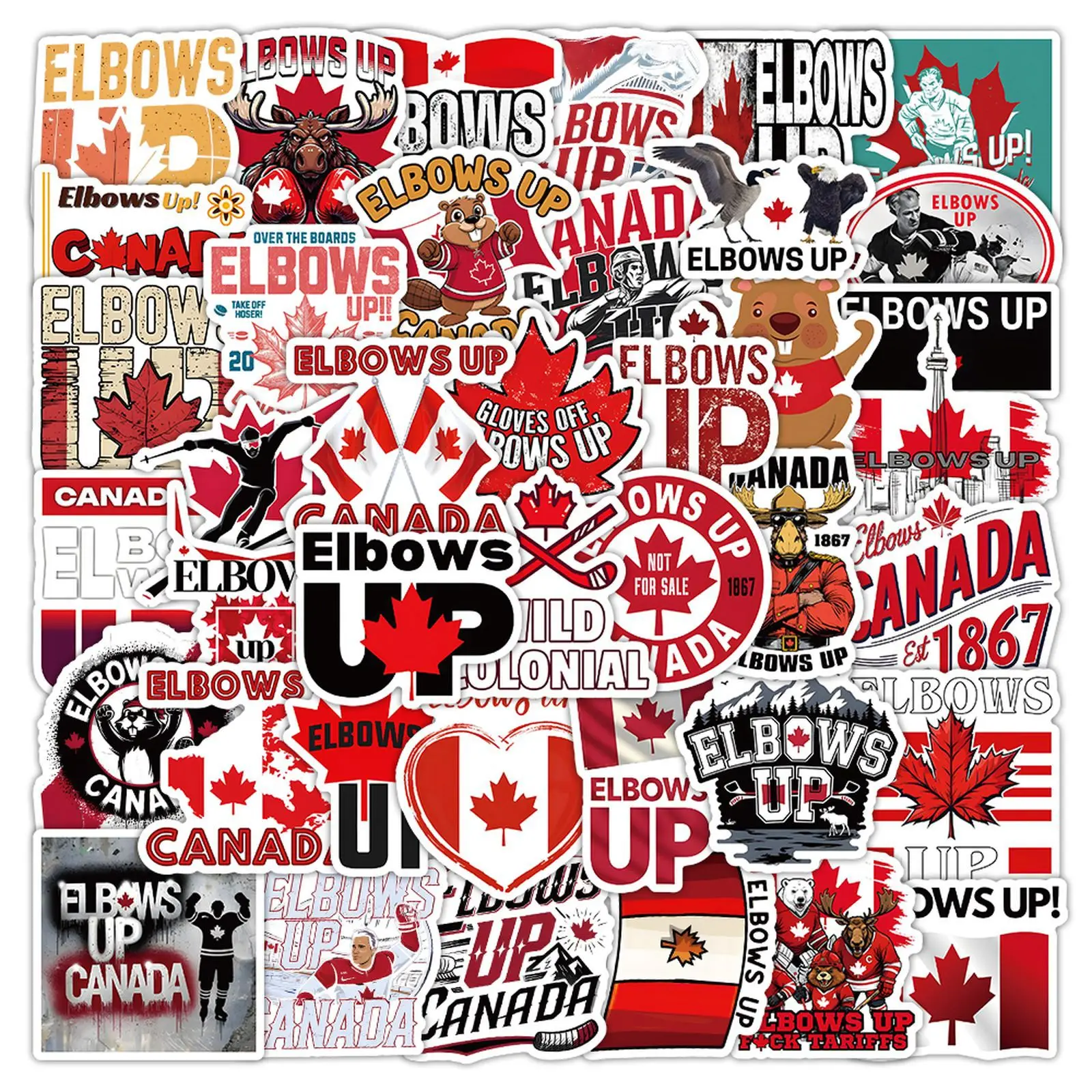 10/54PCS Creative Elbows Up Canada Waterproof Stickers Decoration DIY Notebook Mobile Guitar Suitcase Water Cup Graffiti Toys
10/54PCS Creative Elbows Up Canada Waterproof Stickers Decoration DIY Notebook Mobile Guitar Suitcase Water Cup Graffiti Toys
