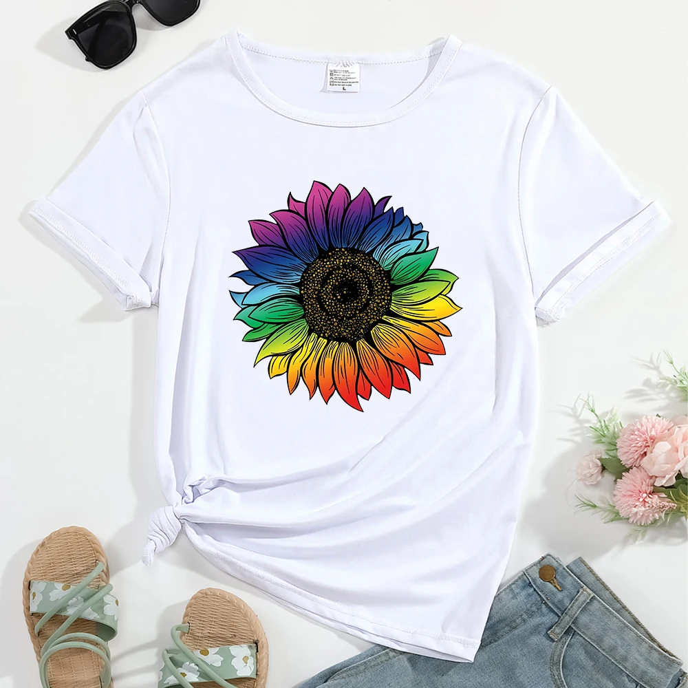 Women's T-shirt Sunflower Pattern Print Round Neck Comfortable Breathable Casual Streetwear Female Clothing Top Tees Hot Sales
Women's T-shirt Sunflower Pattern Print Round Neck Comfortable Breathable Casual Streetwear Female Clothing Top Tees Hot Sales