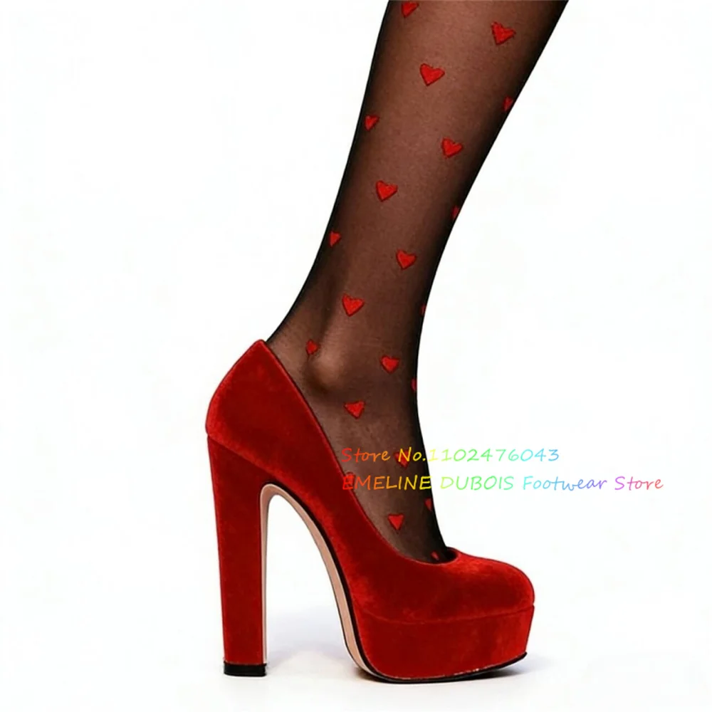 Red Velvet Thick Platform Stiletto Women's Single Shoes Round Tot Chunky Heel Slip On Solid Color Elegant Banquet Wedding Shoes
Red Velvet Thick Platform Stiletto Women's Single Shoes Round Tot Chunky Heel Slip On Solid Color Elegant Banquet Wedding Shoes