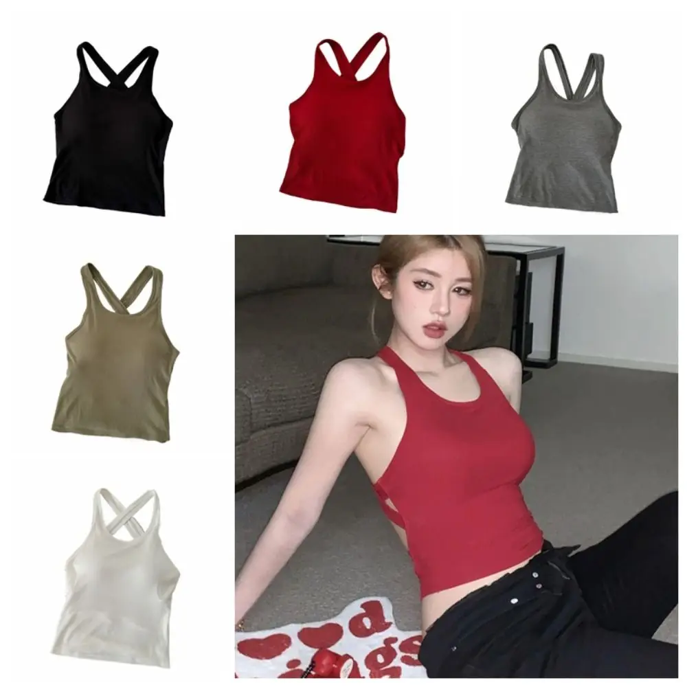 Backless Halter Sleeveless Crop Top Slim Fit Beachwear Sweet Girl's Tank Top Spice Girls Style Undershirts Camisole with Pads
Backless Halter Sleeveless Crop Top Slim Fit Beachwear Sweet Girl's Tank Top Spice Girls Style Undershirts Camisole with Pads
