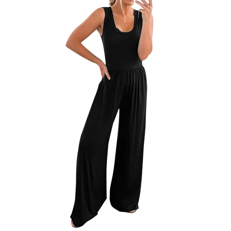 Elegant Woman Jumpsuits Women Casual Loose jumpsuti Sleeveless Tank Jumpsuits High Waist Low Cut Casual O Neck Flare Long
Elegant Woman Jumpsuits Women Casual Loose jumpsuti Sleeveless Tank Jumpsuits High Waist Low Cut Casual O Neck Flare Long