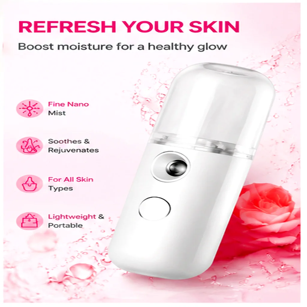 A portable mini facial steamer for home use, the Nano Hydration Spray, is designed for facial beauty and hydration, featuring a cooling spray function and oxygen infusion technology. It's compact and easy to carry, perfect for on-the-go use or at home.
A portable mini facial steamer for home use, the Nano Hydration Spray, is designed for facial beauty and hydration, featuring a cooling spray function and oxygen infusion technology. It's compact and easy to carry, perfect for on-the-go use or at home.
