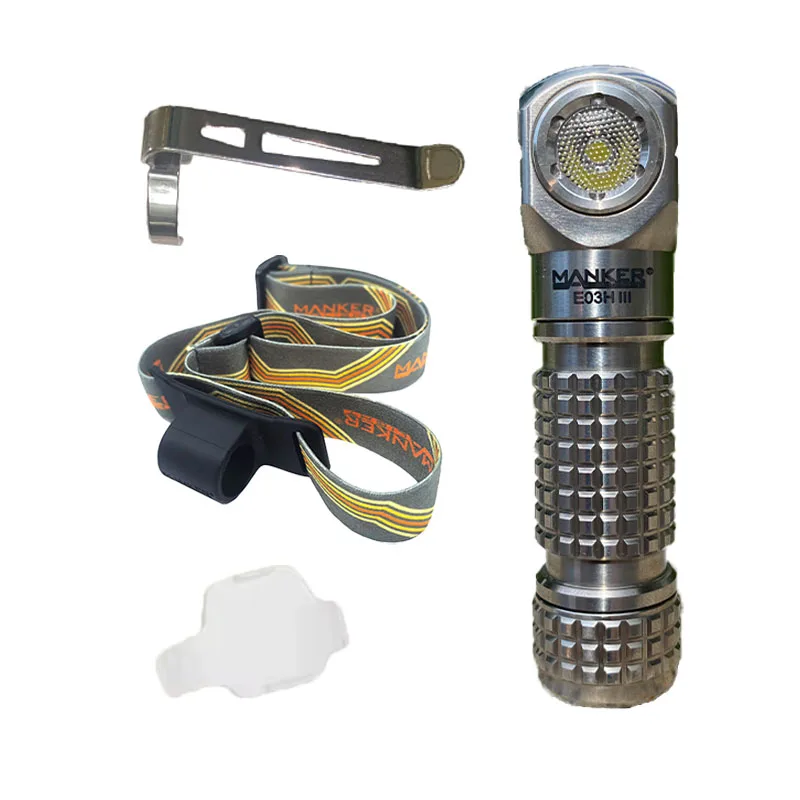 Manker E03H III (Titanium alloy version )portable flashlight/headlight, magnetic tail, 800/1200 Lumens, 14500 USB-C battery
Manker E03H III (Titanium alloy version )portable flashlight/headlight, magnetic tail, 800/1200 Lumens, 14500 USB-C battery