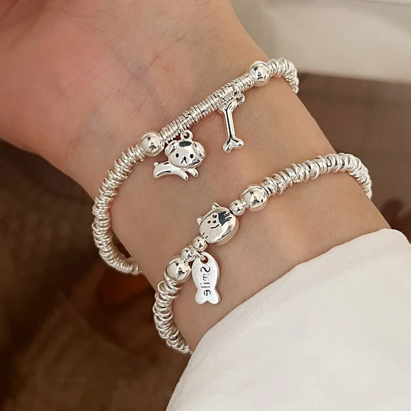 Boho Cute Puppy Cat Beaded Stretch Bracelet For Women Silver Plated Adjustable Stackable Animal Charm Fashion Party Jewelry
Boho Cute Puppy Cat Beaded Stretch Bracelet For Women Silver Plated Adjustable Stackable Animal Charm Fashion Party Jewelry