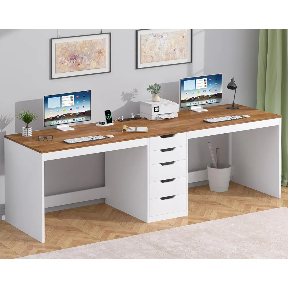 2 Person Desk with 5 Drawers and Power Outlets, 78.7 Inch Long Computer Desk with Storage File Cabinet, Two Person, Customized
2 Person Desk with 5 Drawers and Power Outlets, 78.7 Inch Long Computer Desk with Storage File Cabinet, Two Person, Customized