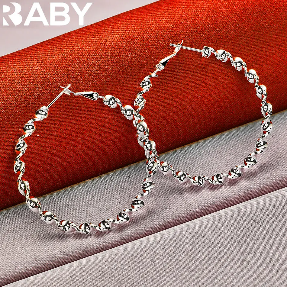 URBABY 925 Sterling Silver 50mm Spiral Circle Loop Earrings For Women Fashion Charm Jewelry Party Gift Wedding Accessories
URBABY 925 Sterling Silver 50mm Spiral Circle Loop Earrings For Women Fashion Charm Jewelry Party Gift Wedding Accessories