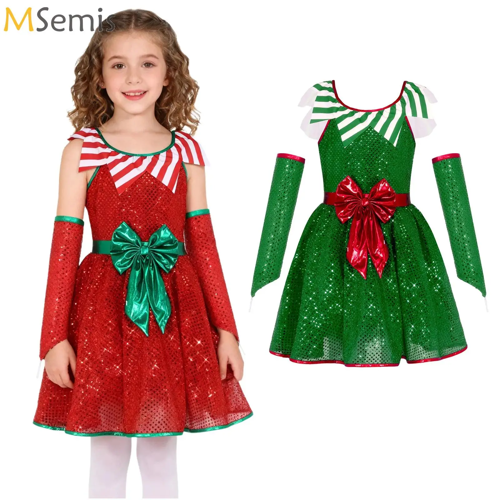 Girls Sequins Bow Stripes Performance Dancewear Christmas Elf Mrs Santa Claus Role Play Costume Figure Ice Skating Tutu Dress
Girls Sequins Bow Stripes Performance Dancewear Christmas Elf Mrs Santa Claus Role Play Costume Figure Ice Skating Tutu Dress