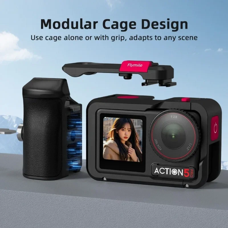 for dji OSMO Action 3/4/5 Pro Handle Grip Street Photography Kit Aluminum Alloy Rabbit Cage Sports Camera Expansion Accessories
for dji OSMO Action 3/4/5 Pro Handle Grip Street Photography Kit Aluminum Alloy Rabbit Cage Sports Camera Expansion Accessories