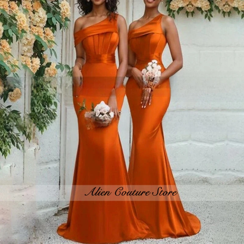 Customized Trumpet Bridesmaid Dresses For Women Mermaid One Shoulder Long Sleeveless Orange Wedding Party Dress Maid Of Honor
Customized Trumpet Bridesmaid Dresses For Women Mermaid One Shoulder Long Sleeveless Orange Wedding Party Dress Maid Of Honor