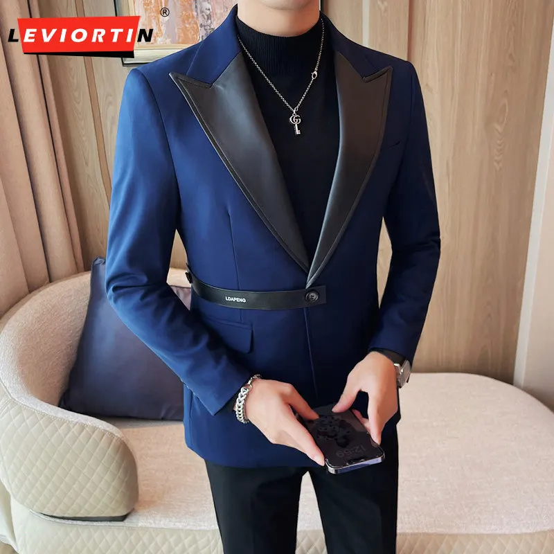 Autumn And Winter New Men's Handsome Casual Suit Coat Fashionable Slim Fit Collar with Leather Splitting and One Button Suit Top
Autumn And Winter New Men's Handsome Casual Suit Coat Fashionable Slim Fit Collar with Leather Splitting and One Button Suit Top