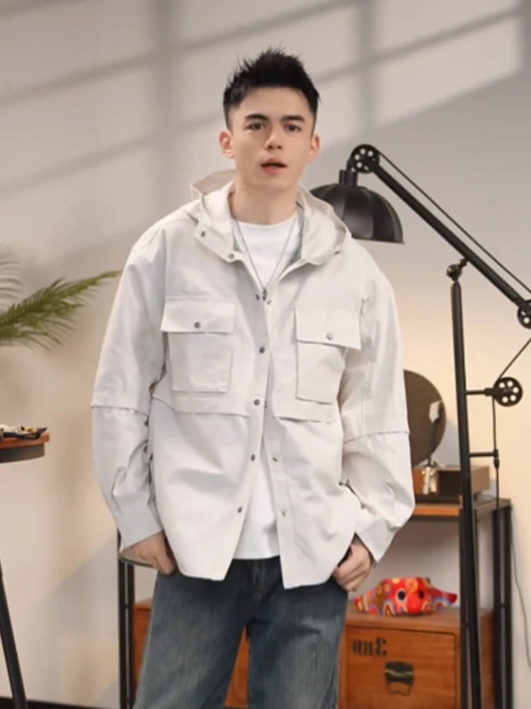 Retro Workwear Hooded Jacket for Men Spring New Fashion Versatile Japanese Style Outdoor Casual Long Sleeve Button up Coat
Retro Workwear Hooded Jacket for Men Spring New Fashion Versatile Japanese Style Outdoor Casual Long Sleeve Button up Coat