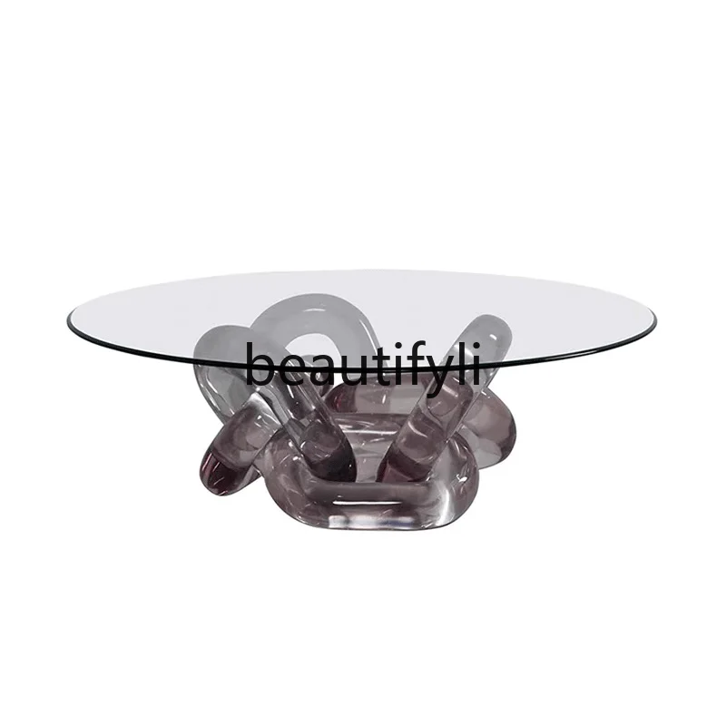 Modern designer resin transparent round tea table villa model room coffee table crystal tempered glass coffee table
Modern designer resin transparent round tea table villa model room coffee table crystal tempered glass coffee table