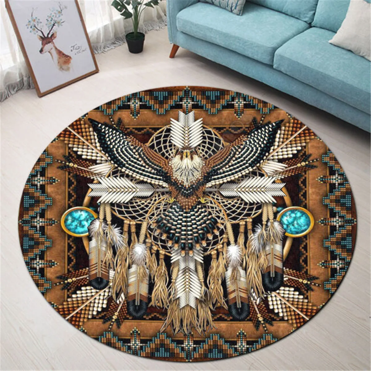 Native Eagle Premium Round Rug 3D Rug Non-slip Mat Dining Room Living Room Soft Bedroom Carpet 02
Native Eagle Premium Round Rug 3D Rug Non-slip Mat Dining Room Living Room Soft Bedroom Carpet 02