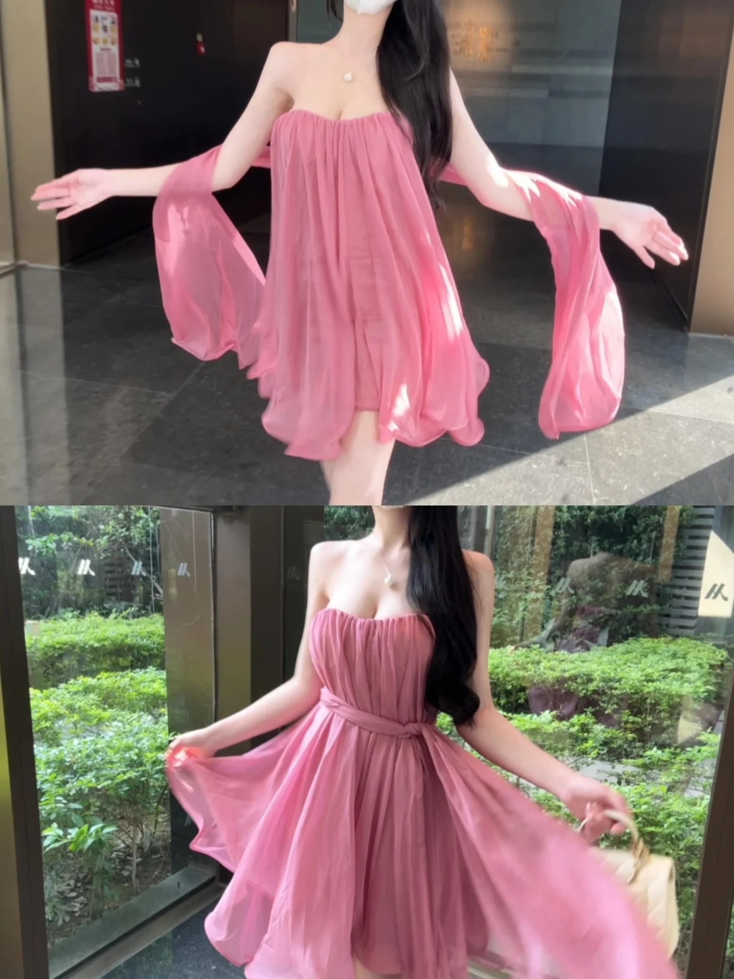 Sexy Chiffon Mesh Tube Top Dress Women Summer Beach Vacation Waist Cinching Design Short Skirt French Style Irregular Hemline
Sexy Chiffon Mesh Tube Top Dress Women Summer Beach Vacation Waist Cinching Design Short Skirt French Style Irregular Hemline